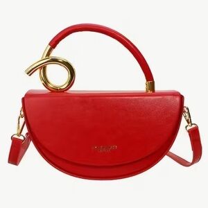 Red Handbag with Gold Handle